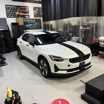 LuxTint - Polestar 2; PPF, window tint, vinyl racing stripe, mirror cap, door handle, and exoshield - Car Window Tinting Near Me - Livermore, California