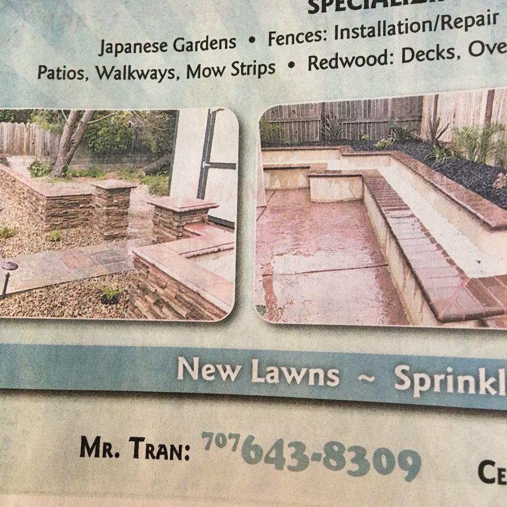 Tran’s Landscaping - the front and back of a business card - Landscaping Near Me Tran’s Landscaping - the front and back of a business card - Landscaping Near Me