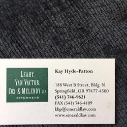 Leahy Cox - Business card for the lawyer from Leahy that helped me set up my special needs trust.