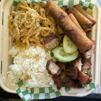 Mama's Lumpia - Garlic noodles, lumpia (half/half), lechon kawali and rice - Filipino Near Me - Pacheco, California Mama's Lumpia - Garlic noodles, lumpia (half/half), lechon kawali and rice - Filipino Near Me - Pacheco, California