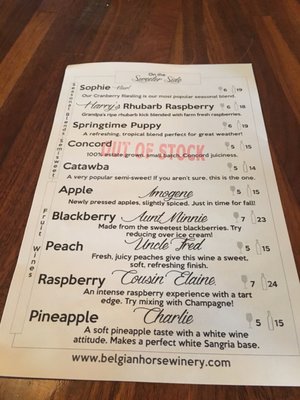 Menu photo 3 Belgian Horse Winery Middletown, IN
