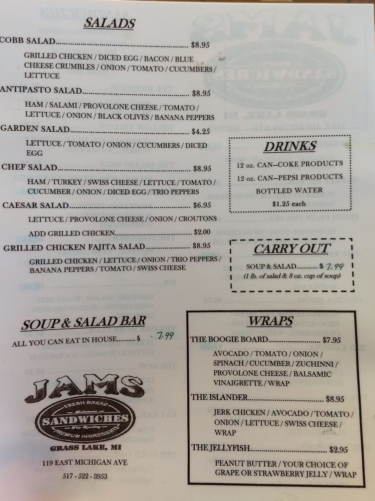 JAMS DELI SANDWICHES CLOSED Updated September 2024 119 E Michigan