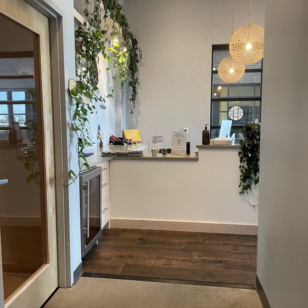 The River Yoga - Sunnyside - View of studio 1 and reception - Yoga Near Me - Denver, Colorado The River Yoga - Sunnyside - View of studio 1 and reception - Yoga Near Me - Denver, Colorado