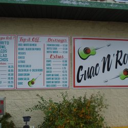 Guac N' Roll - Giant menu - outside at the drive-up window.