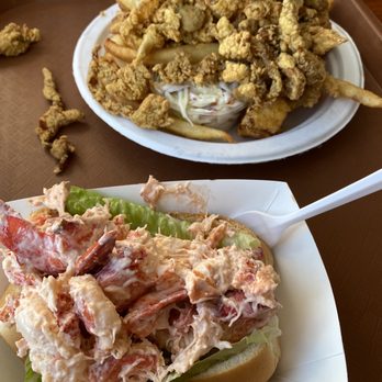 Markey's Lobster Pool - Lobster roll $22.00 & a whole clam and scallop plate price IDK. - Seafood Near Me - Seabrook, New Hampshire