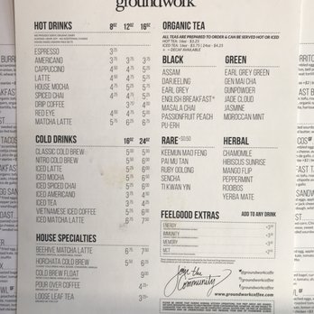Groundwork Coffee - 7/2019 menú - Coffee & Tea Near Me - Los Angeles, California Groundwork Coffee - 7/2019 menú - Coffee & Tea Near Me - Los Angeles, California