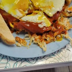 Lisa's Grill - The red rooster Chicken fried steak two eggs hash browns and toast
