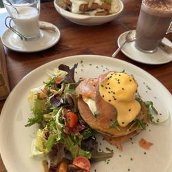 Kibo Brunch Restaurant - Salmon eggs benedict pancakes