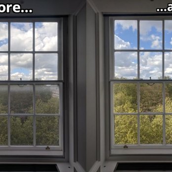 London Window Cleaning Services - Facing a busy square, soot and general grime layered on these windows over a long while. It was a really satisfying result! - Window Washing Near Me London Window Cleaning Services - Facing a busy square, soot and general grime layered on these windows over a long while. It was a really satisfying result! - Window Washing Near Me