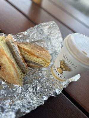 Photo of The Model Bakery - Napa, CA, US. English muffin sausage sandwich