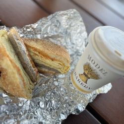 The Model Bakery - English muffin sausage sandwich