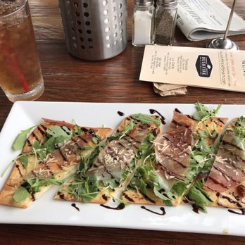 Bushfire Kitchen - Del Mar - Prosciutto flatbread. Very small and  thin... didn't want to share lol - American Near Me - Del Mar, California