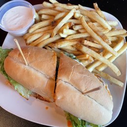 Buffalo Chicken sandwich and Fries Buffalo Chicken sandwich and Fries