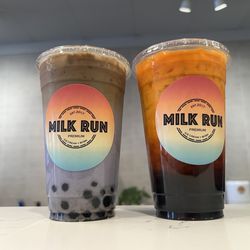 Milk Run - Taro Milk Tea with a shot of coffee and Thai Milk Tea