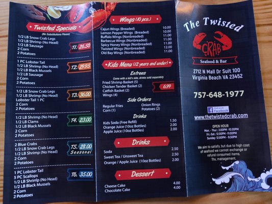 Menu photo 8 The Twisted Crab - Lynnhaven Virginia Beach, VA Menu photo 8 The Twisted Crab - Lynnhaven Virginia Beach, VA
