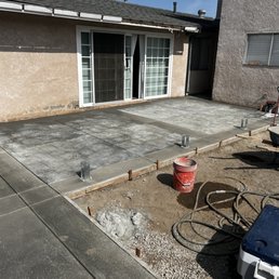 Patio slab with stamped finish