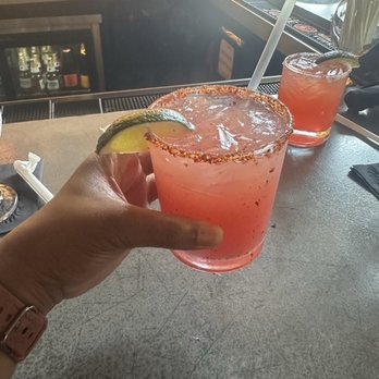 Milk & Honey Southern Inspired Kitchen - Spicy Guava Margarita (L) and Watermelon Margarita (R) - Southern Near Me - Alexandria, Virginia Milk & Honey Southern Inspired Kitchen - Spicy Guava Margarita (L) and Watermelon Margarita (R) - Southern Near Me - Alexandria, Virginia