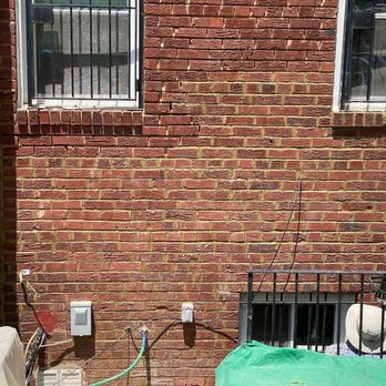 JNA Chimney Services - Our back wall at the start of repointing. I was out of town, so Jose and my husband took photos to make sure I liked how it looked. - Masonry/Concrete Near Me