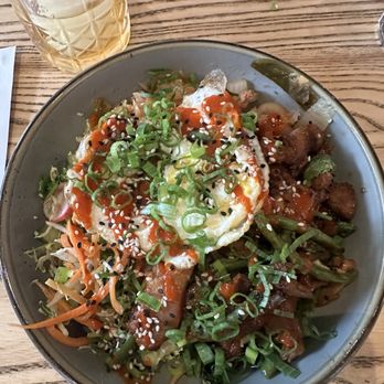 Sparrow Bar & Restaurant - Mushroom bulgogi (an Korean bowl with rice, mushrooms which are like meat, sliced veggies and a fried egg on top) - Bars Near Me - New Milford, Connecticut