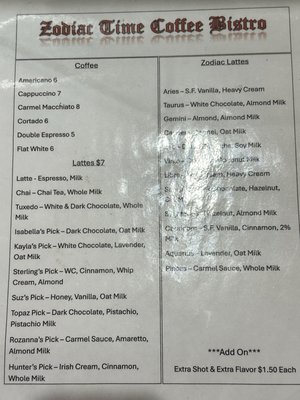 Menu photo 3 Zodiac Time Coffee Bistro Irving, TX Menu photo 3 Zodiac Time Coffee Bistro Irving, TX