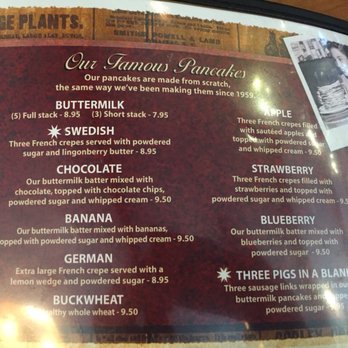 Millbrae Pancake House - Signature pancakes menu selections - American Near Me - Millbrae, California