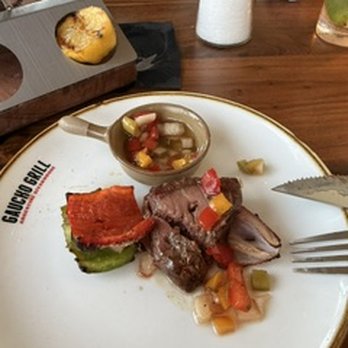 Gaucho Grill - Brochette Skewer, which came with bell peppers, onions, and a mushroom with their own salsa - Argentine Near Me - Temecula, California