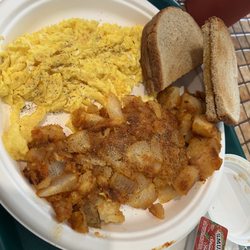 Scrambled eggs & home fries platter