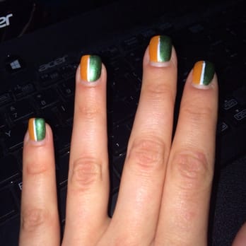 Spatique Nails - My Irish nails (many people said they loved these for UM pride). - Waxing Near Me - Boca Raton, Florida