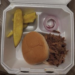 Brown Bag BBQ - Brisket sandwich. No bbq sauce provided