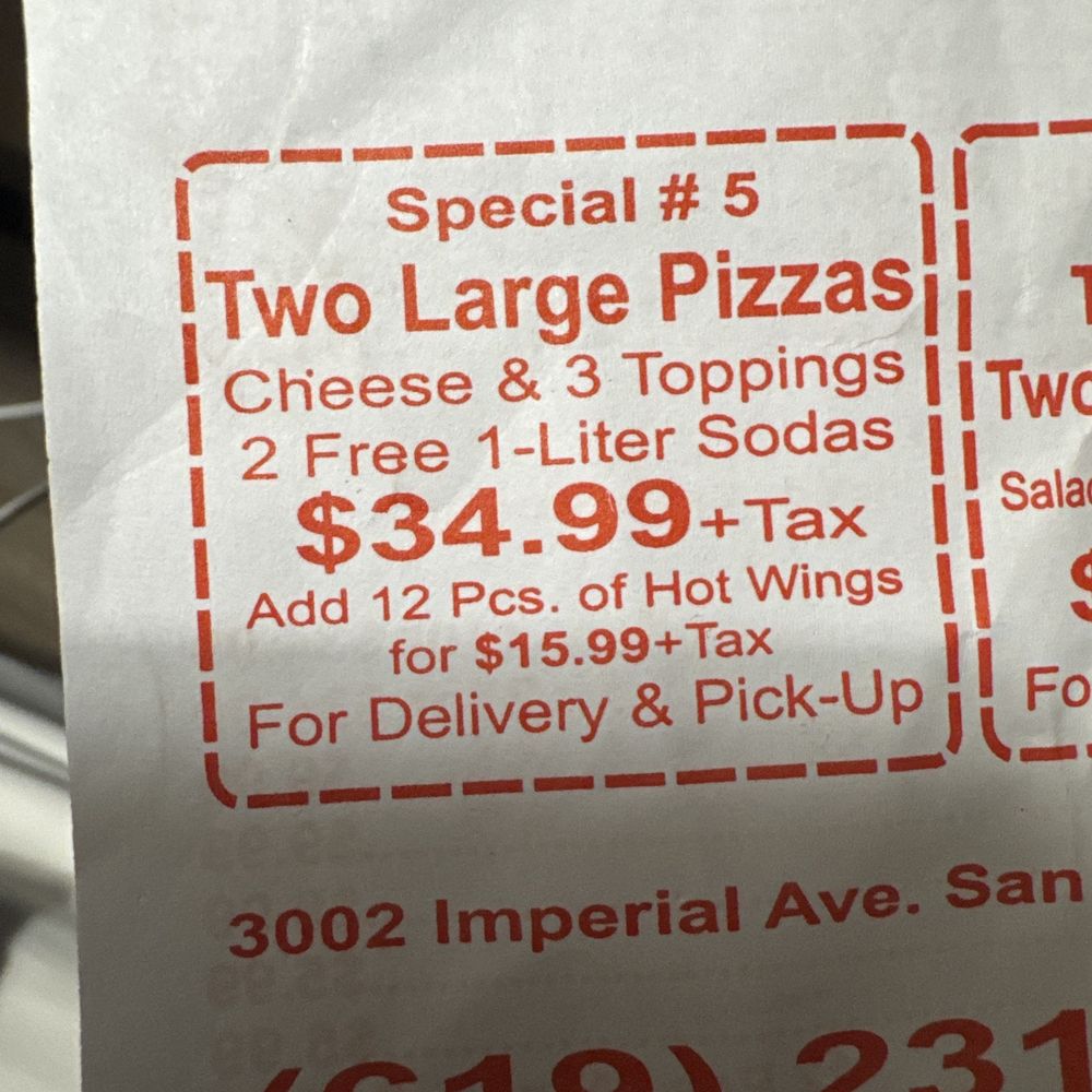 Catalano's Pizzeria - This coupon I went to use - Pizza Near Me - San Diego, California