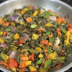 Island Fish Head Jamaican Restaurant and Jay’s Smoothie Bar - Veggie Delight ( Made with fresh Calaloo, onions, sweet peppers and pumpkin)