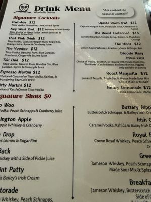 Menu photo 1 Owl’s Roost Brewery Franklinton, NC