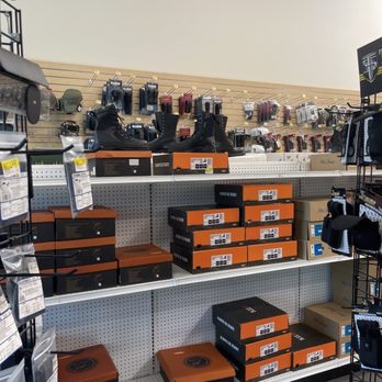 P&P Uniforms - Inside of store boot and shoe area - Uniforms Near Me - March Air Reserve Base, California P&P Uniforms - Inside of store boot and shoe area - Uniforms Near Me - March Air Reserve Base, California