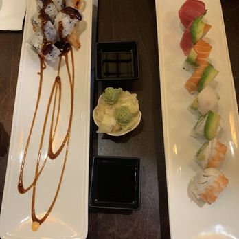 Sushi Prince - 87. Shrimp Tempura Roll (left) and 18. Rainbow Roll (right) - Japanese Near Me - Fairfax, Virginia Sushi Prince - 87. Shrimp Tempura Roll (left) and 18. Rainbow Roll (right) - Japanese Near Me - Fairfax, Virginia