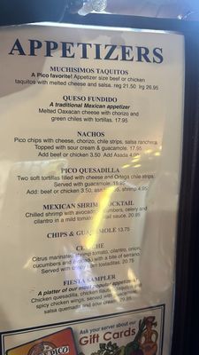 Menu photo 4 Casa De Pico La Mesa, CA