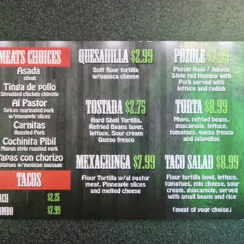 Mexas Tacos - Menu - Tacos Near Me - Orlando, Florida