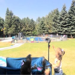 Jan Lamb Swim School - Backyard view, shaded area to see and watch