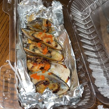 Harumi Sushi - Rubbery dry hard mussles very small almost no meat - Sushi Bars Near Me - Seaside, California Harumi Sushi - Rubbery dry hard mussles very small almost no meat - Sushi Bars Near Me - Seaside, California