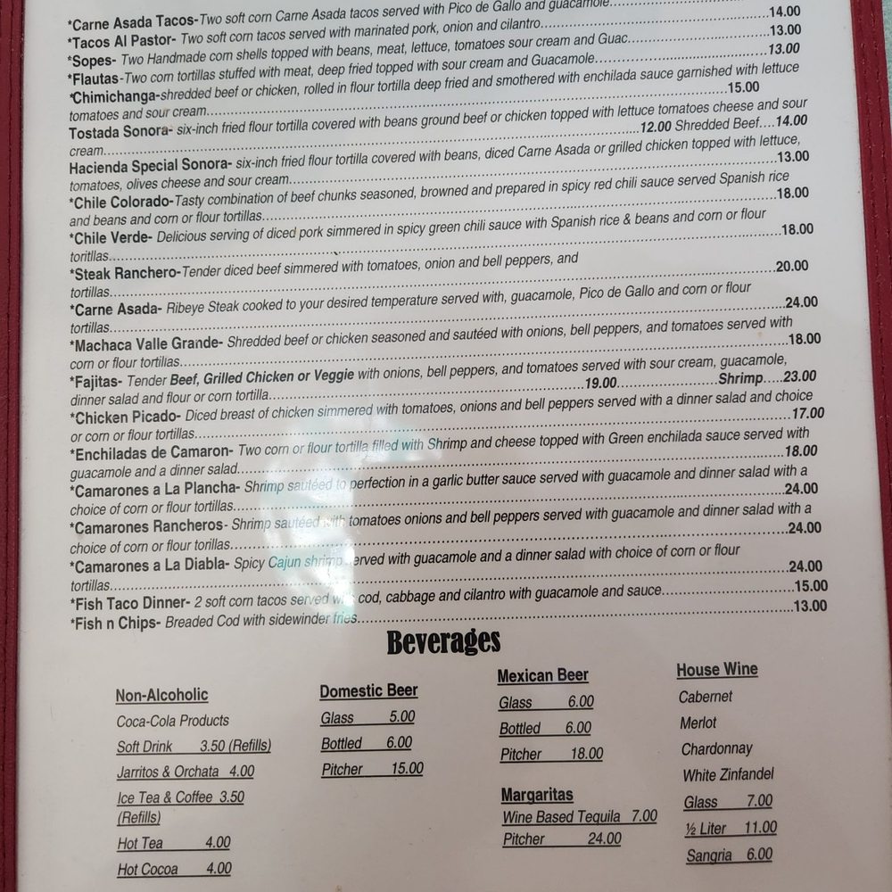 La Hacienda - Menu page 3 - Mexican Near Me - Angels Camp, California