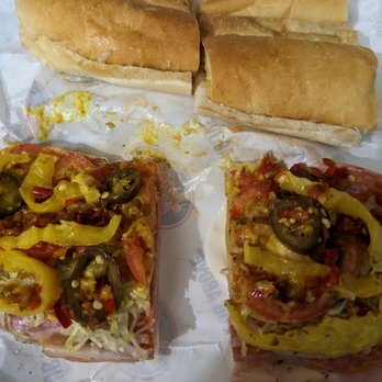 Jersey Mike's Subs - #13. Classic Italian. Regular. White. Mike's Way + 3 kinds of Peppers.  Took apart to save for 2 more meals. - Fast Food Near Me - Warren, Michigan