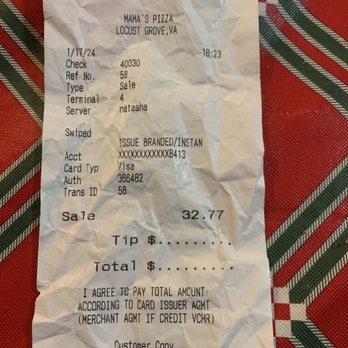 Mama's Pizza - a receipt for a pizza - Italian Near Me - Locust Grove, Virginia Mama's Pizza - a receipt for a pizza - Italian Near Me - Locust Grove, Virginia