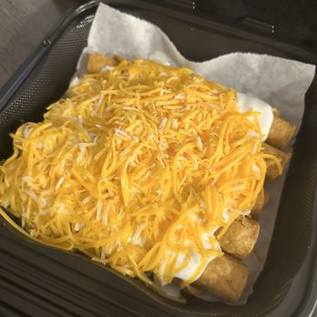 Cotija's Taco Shop - 5 Beef Rolled Tacos with sour cream and cheese only - Mexican Near Me - Colton, California
