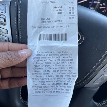 Carnation Auto Spa - The service I paid for and nowhere on my receipt reads we don't cover tires when I paid for that service - Auto Detailing Near Me - Rowlett, Texas Carnation Auto Spa - The service I paid for and nowhere on my receipt reads we don't cover tires when I paid for that service - Auto Detailing Near Me - Rowlett, Texas