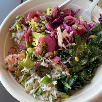 Honest Mary's - Aloha Poke w/ added kale and pumpkin seeds... Yum! - New American Near Me - Austin, Texas Honest Mary's - Aloha Poke w/ added kale and pumpkin seeds... Yum! - New American Near Me - Austin, Texas