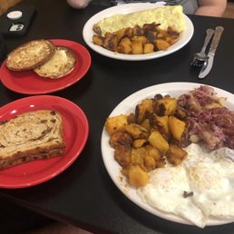 2 eggs, home fries and homemade hash with raisin toast. A veggie omelette with home fries and English muffin 2 eggs, home fries and homemade hash with raisin toast. A veggie omelette with home fries and English muffin
