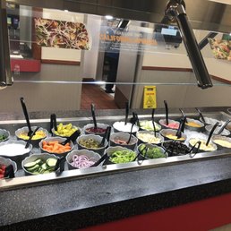 Salad bar, childs area, train, massage chairs Salad bar, childs area, train, massage chairs