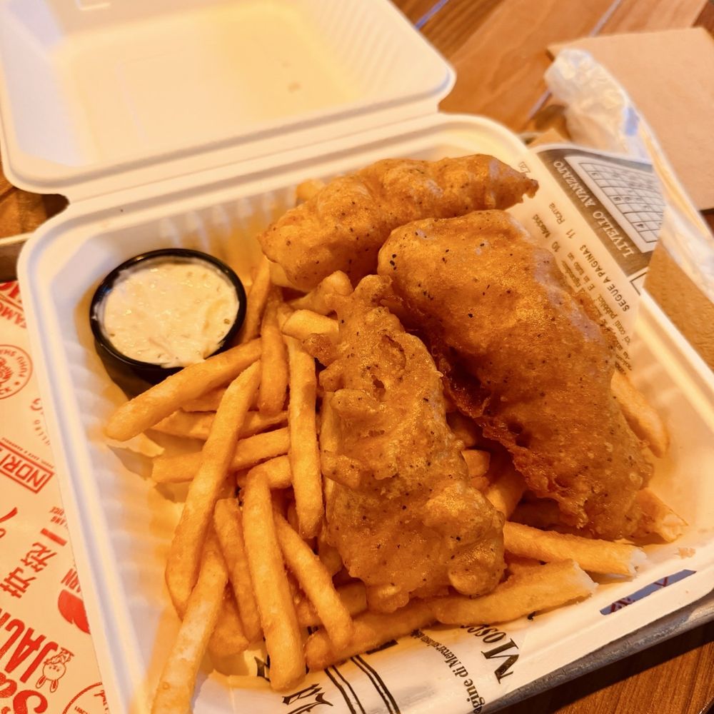 Cod fish & chips. Cod fish & chips.