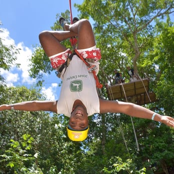 Selvatica - My husband on the bungee swing during the "gimme all" package. - Ziplining Near Me - Puerto Morelos, ROO Selvatica - My husband on the bungee swing during the "gimme all" package. - Ziplining Near Me - Puerto Morelos, ROO
