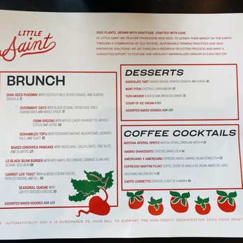 Little Saint - 2/25/23 Brunch Menu - Vegan Near Me - Healdsburg, California