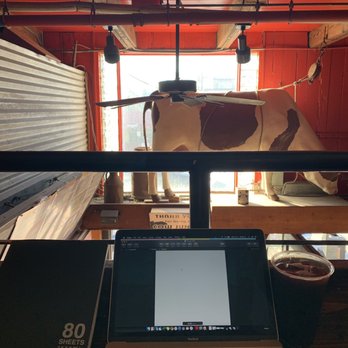 The Cow's End Cafe - View from second floor. Study space. One can see people walking on Washington Ave. - Coffee & Tea Near Me - Venice Beach, California